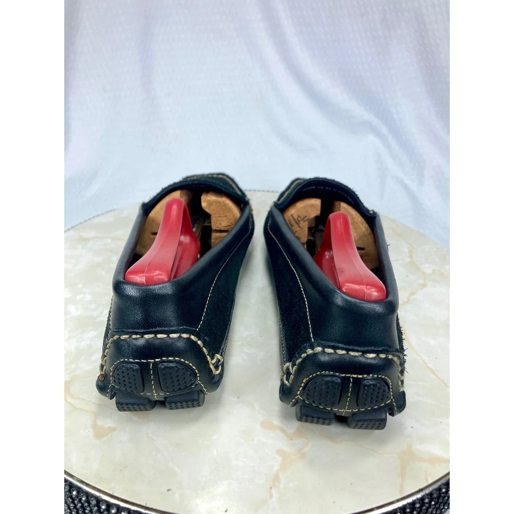 L.L. Bean Suede Leather Driving Loafers Womens Sz 10 Black Moc Toe Slip On Shoes